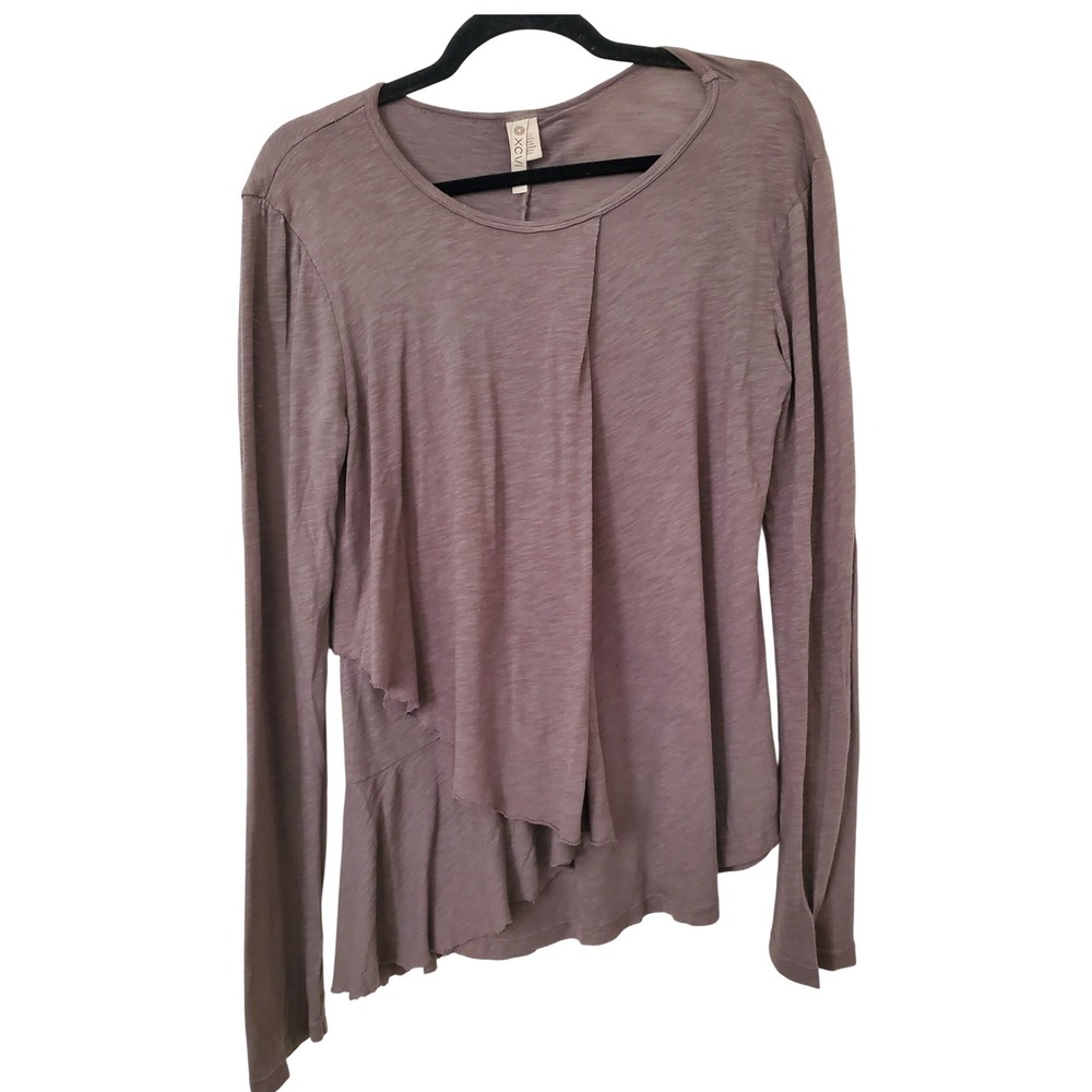 XCVI Womens S Gray Long Sleeve Asymmetrical Top Layered Lagenlook Bohemian
